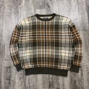 Vintage Woods & Gray Multicolor Plaid Heavyweight Sweater Sz L